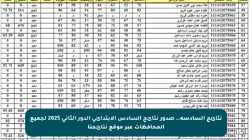 نتائج السادسة.. صدور نتائج السادس الابتدائي الدور الثاني 2025 لجميع المحافظات عبر موقع نتائجنا